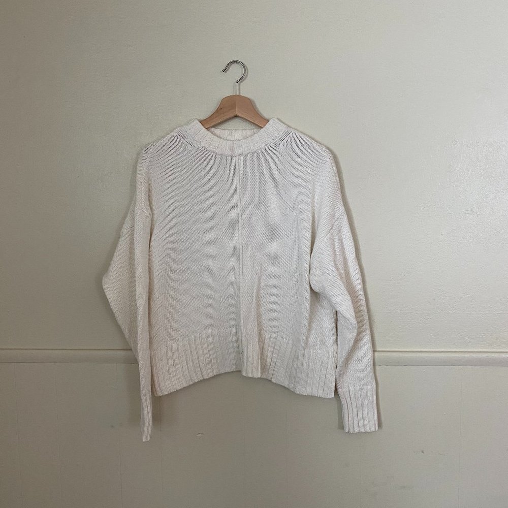 a new day | Cream sweater with rib detail